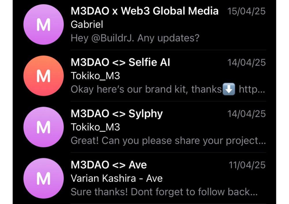 Confirmed media/ecosystem partnership developed through outreach for M3DAO.